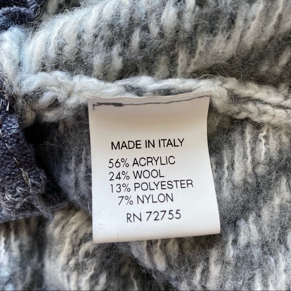 Italian Made Gray Chevron Wool Blend Cardigan Size Small - Picture 6 of 10